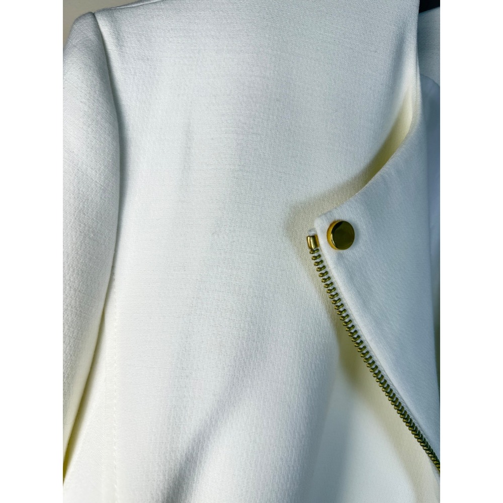 Tahari Arthur Levine Women White Blazer Gold Zip Shoulder Pads size 22W Business - Picture 10 of 15